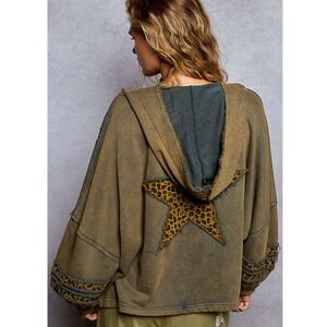 POL Olive and Leopard Star Jacket